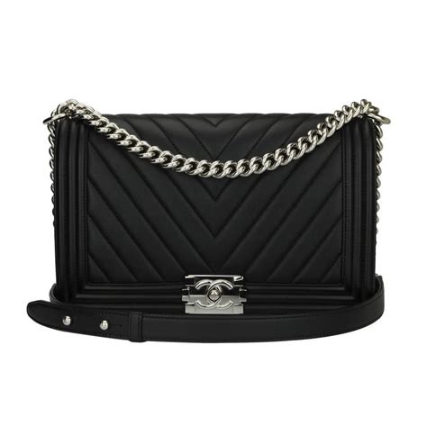 black chanel boy with black shiny hardware|Chanel 19 silver hardware.